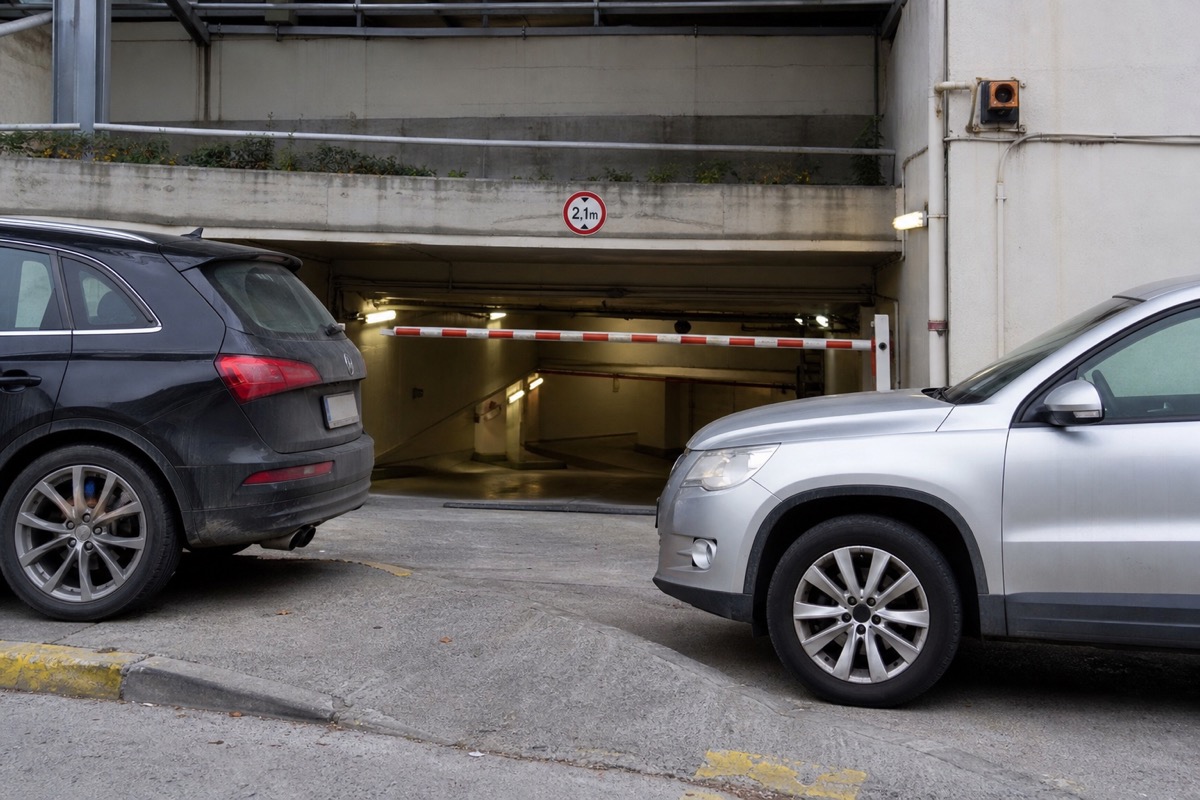 Stationnement sauvage en entree de rampe de parking souterrain, JCD Services